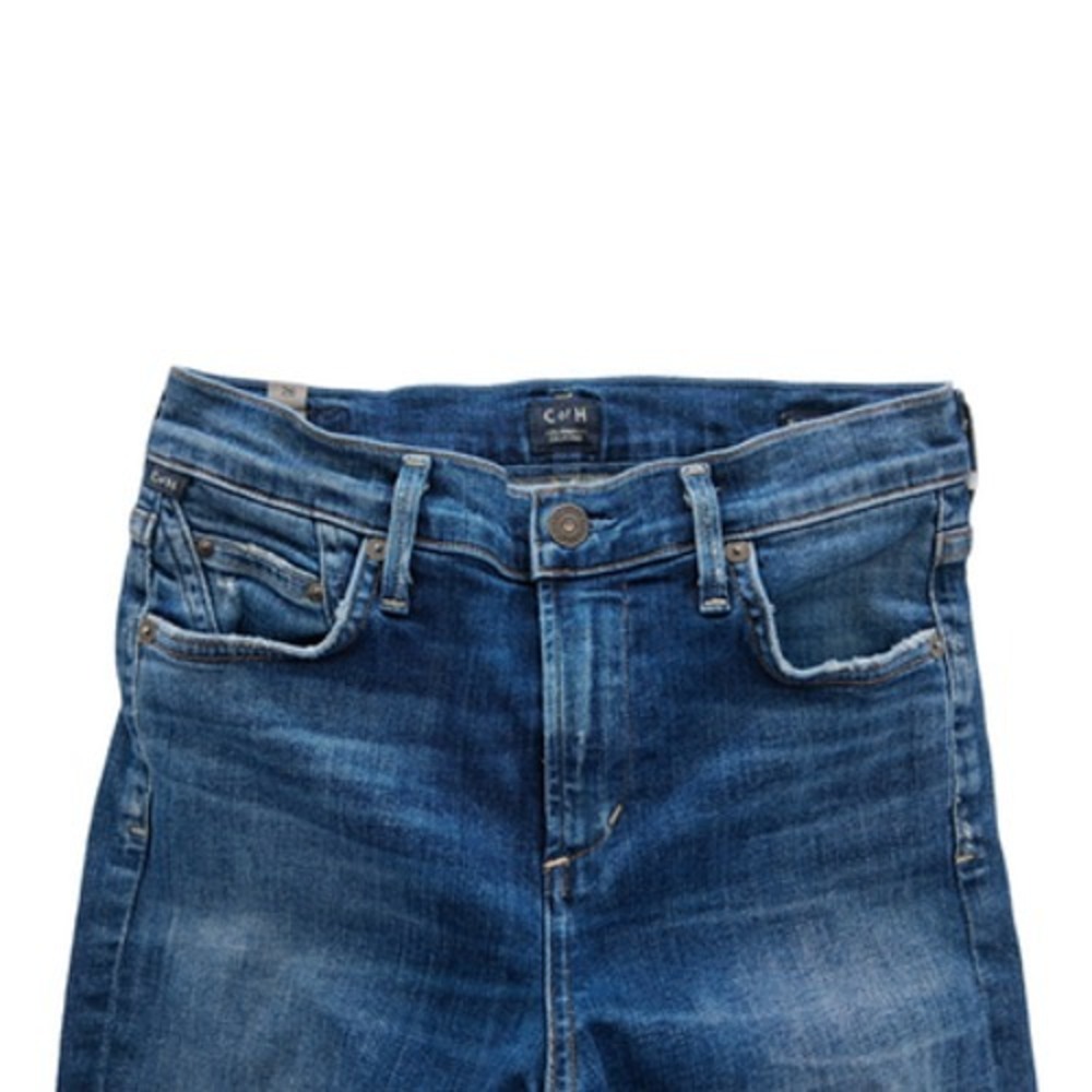 Citizens Of Humanity Jeans Womens 26 X 25 Blue Mid Rise Skinny Stretch Raw Hem - Picture 2 of 10
